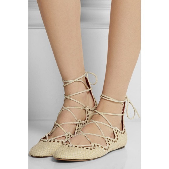 ISABEL MARANT Leo snake-effect Leather Ballet Flats size‎ 39 US 8 NWOB - Picture 1 of 9